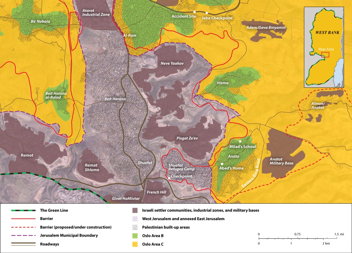 map of Jerusalem area with locations referenced in the article